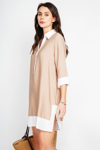 Robe chemise en lin - Camel