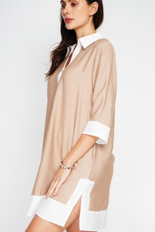 Robe chemise en lin - Camel