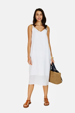 Robe midi en lin 
Blanc