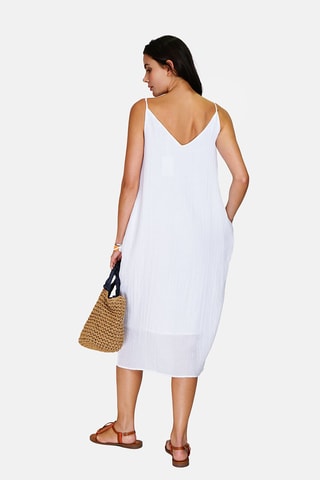 Robe midi en lin 
Blanc