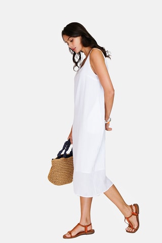 Robe midi en lin 
Blanc