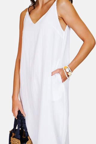 Robe midi en lin 
Blanc