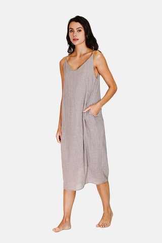 Robe midi en lin 
Gris