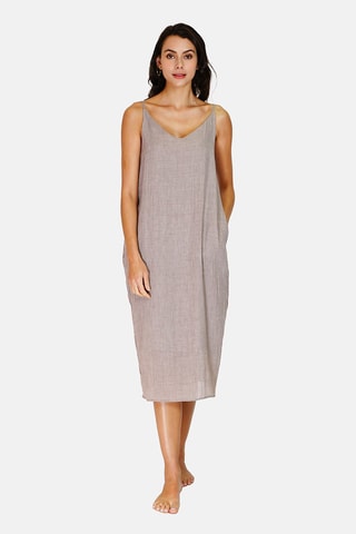 Robe midi en lin 
Gris