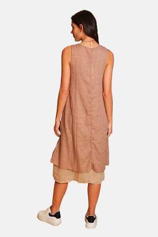 Robe midi en lin 
Marron