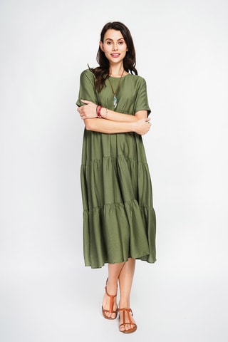 Robe patineuse en lin - Kaki
