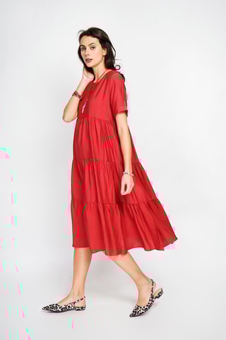 Robe patineuse en lin - Rouge