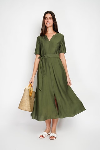 Robe patineuse en lin - Kaki