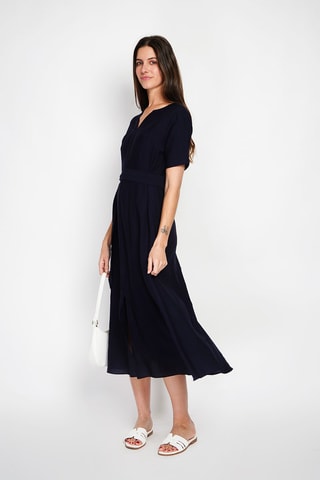 Robe patineuse en lin - Bleu marine