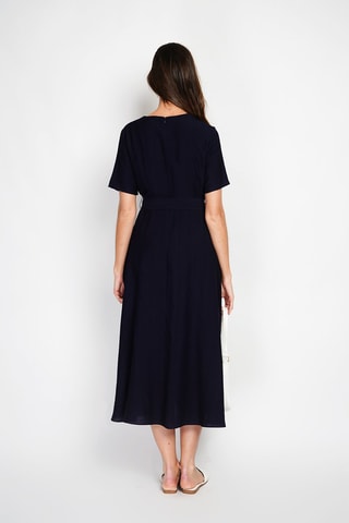 Robe patineuse en lin - Bleu marine