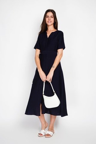 Robe patineuse en lin - Bleu marine