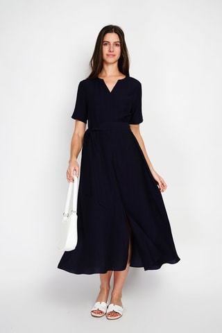 Robe patineuse en lin - Bleu marine