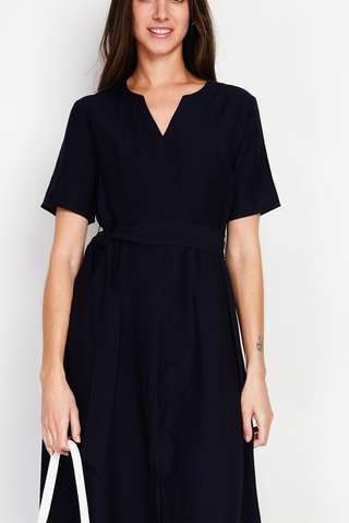 Robe patineuse en lin - Bleu marine