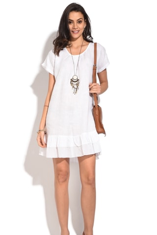 Robe courte en lin - Blanc
