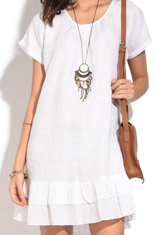 Robe courte en lin - Blanc