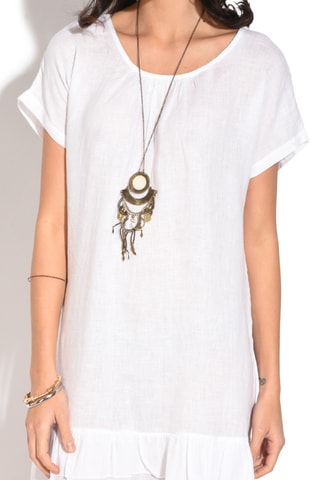 Robe courte en lin - Blanc