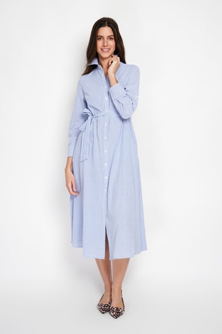 Robe chemise en lin - Ciel et blanc