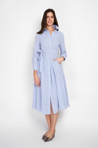 Robe chemise en lin - Ciel et blanc