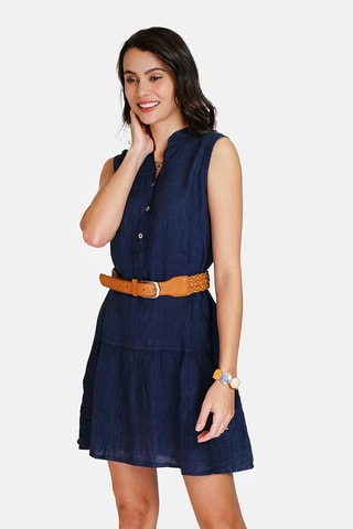 Robe chemise en lin 
Bleu