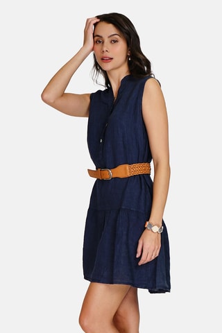Robe chemise en lin 
Bleu
