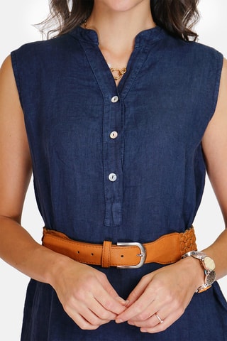 Robe chemise en lin 
Bleu