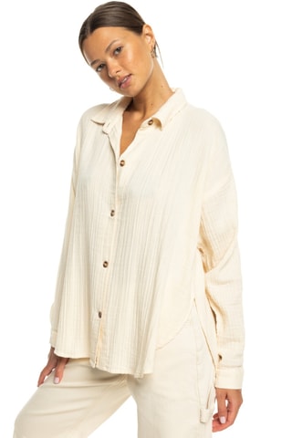 Chemisier boyfriend en coton biologique - Beige - Roxy