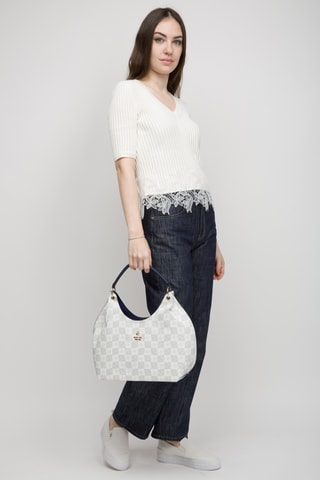 Sac à main - Ecru et bleu marine