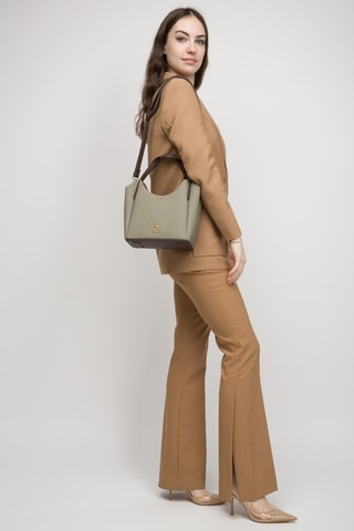 Sac porté épaule - Vert olive et marron