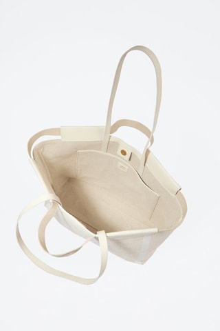 Cabas en cuir Camille L - Ecru