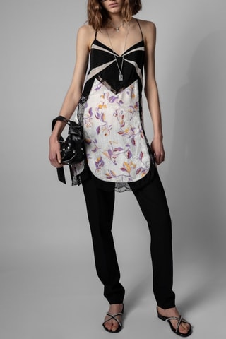 Robe droite en soie - Noir et blanc