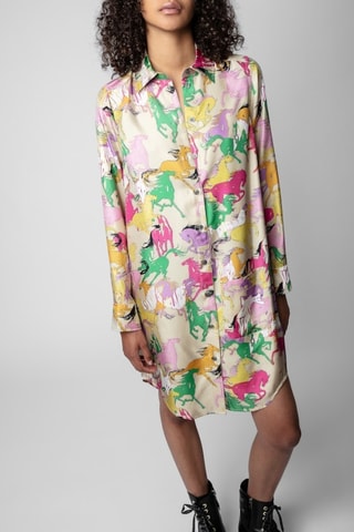 Robe chemise en soie - Beige