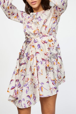 Robe en soie - Ecru et mauve