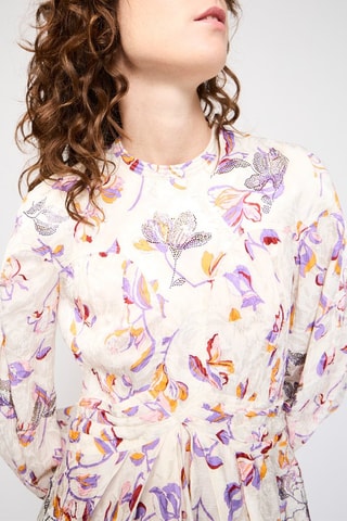 Robe en soie - Ecru et mauve