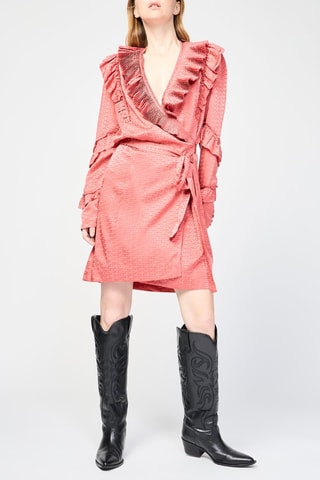 Robe portefeuille en soie - Rose