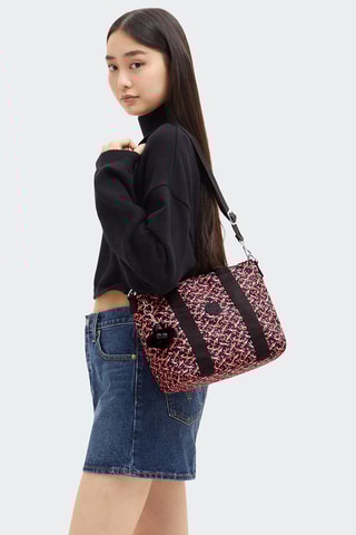 Sac porté épaule Asseni Mini Dancing Bouquet - Noir et corail