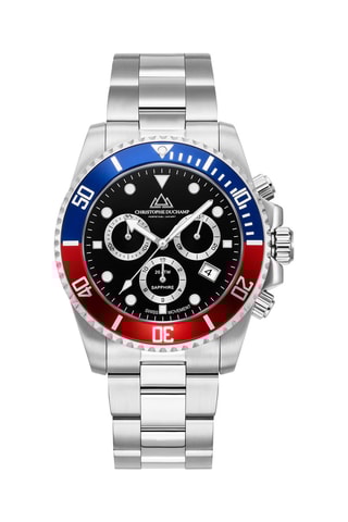 Montre à quartz en acier Marine - Chronographe - Argenté