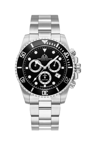 Montre à quartz en acier Marine - Chronographe - Argenté et noir