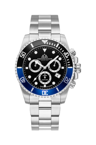 Montre à quartz en acier Marine - Chronographe - Argenté