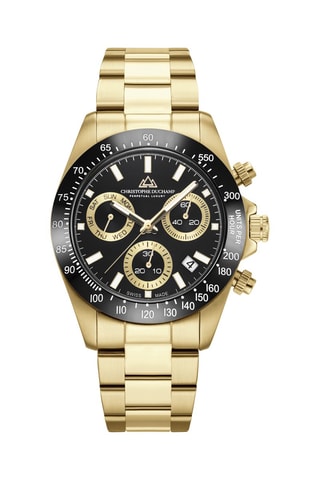 Montre à quartz en acier Grand Mont - Chronographe - Doré et noir