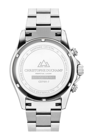 Montre à quartz en acier Grand Mont – Tachymètre et chronographe - Argenté et noir