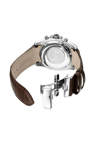 Montre à quartz en cuir Volcan - Tachymètre et chronographe - Marron et argenté