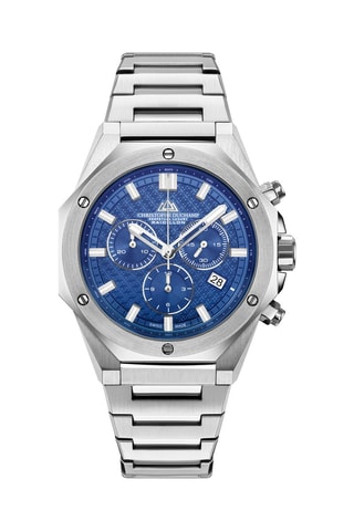 Montre à quartz en acier - Argenté et bleu
