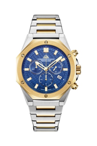 Montre à quartz en acier - Argenté et bleu