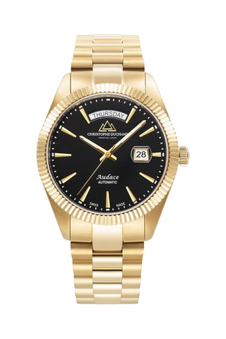 Montre à quartz en acier - Doré et noir