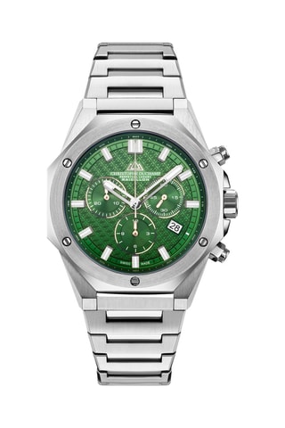 Montre à quartz en acier Raidillon - Chronographe - Argenté et vert