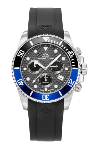 Montre à quartz en caoutchouc Marine Chrono - Chronographe et tachymètre - Noir