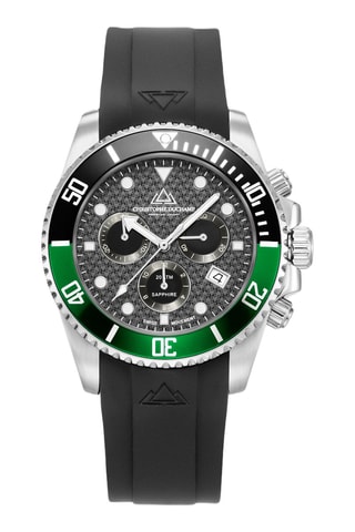 Montre à quartz en caoutchouc Marine Chrono - Chronographe et tachymètre - Noir