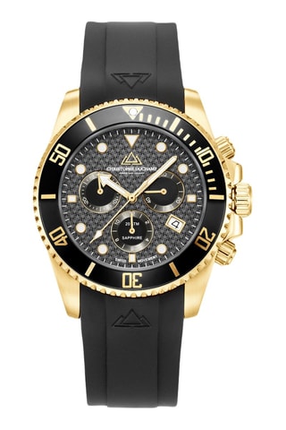 Montre à quartz en caoutchouc Marine Chrono - Chronographe et tachymètre - Noir