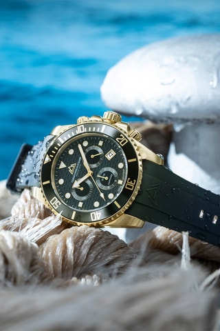Montre à quartz en caoutchouc Marine Chrono - Chronographe et tachymètre - Noir