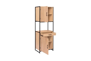 Vaisselier industriel 2 portes Memphis - Imitation bois et noir